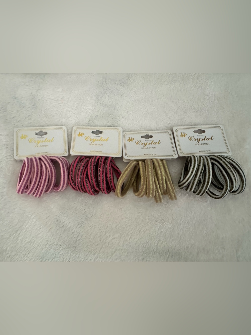 Striped (pinks, gold, and black) Hair Tie Set - 24 PIECES!!